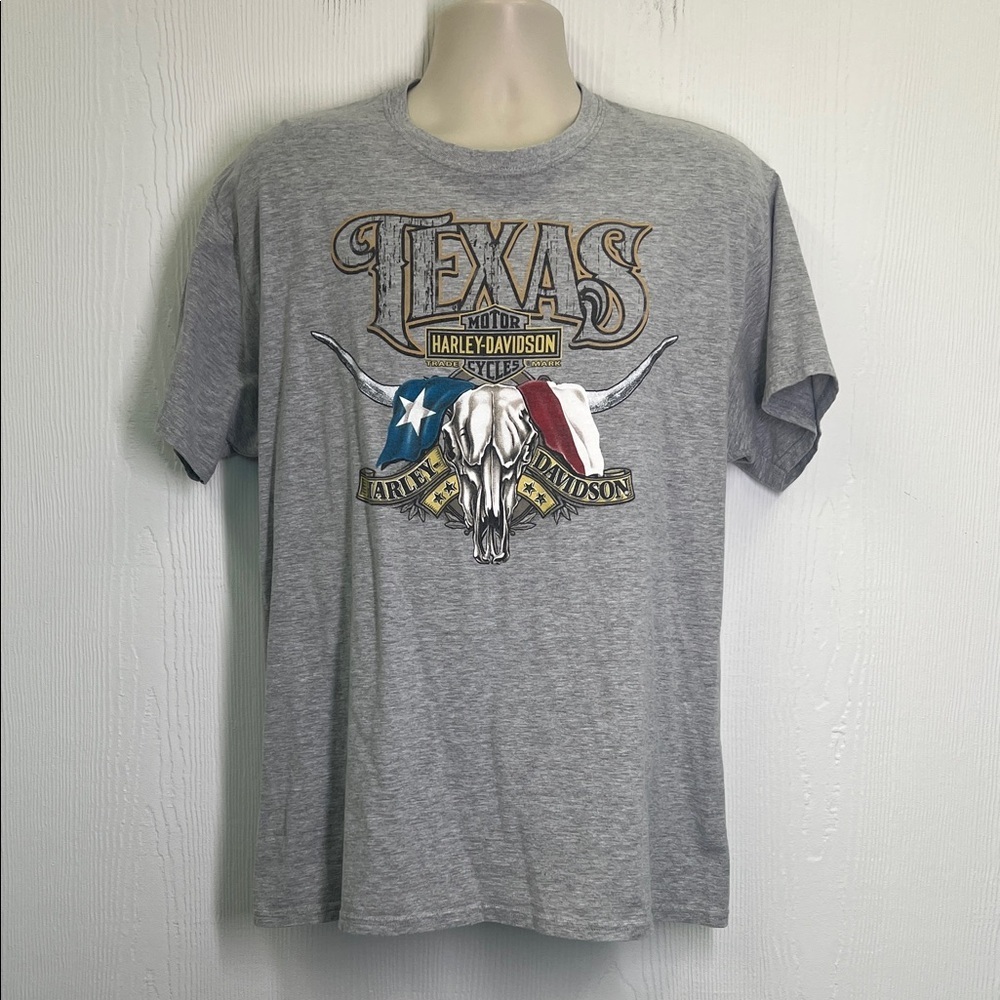 Harley Davidson - 2015 Pasadena Texas Skull American Flag Harley T Shirt Size L